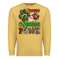 Antique Gold merry christmas paws with santa Premium Sweatshirt - AdoDesignShop