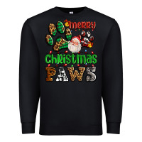 Black merry christmas paws with santa Premium Sweatshirt - AdoDesignShop