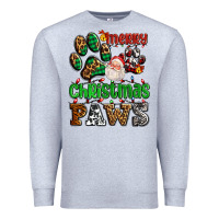 Heather Grey merry christmas paws with santa Premium Sweatshirt - AdoDesignShop