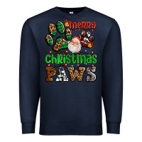 Navy merry christmas paws with santa Premium Sweatshirt - AdoDesignShop