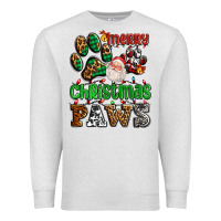 Oatmeal Heather merry christmas paws with santa Premium Sweatshirt - AdoDesignShop