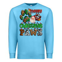 Ocean Blue merry christmas paws with santa Premium Sweatshirt - AdoDesignShop