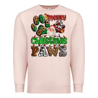 Pale Pink merry christmas paws with santa Premium Sweatshirt - AdoDesignShop