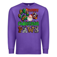 Purple merry christmas paws with santa Premium Sweatshirt - AdoDesignShop