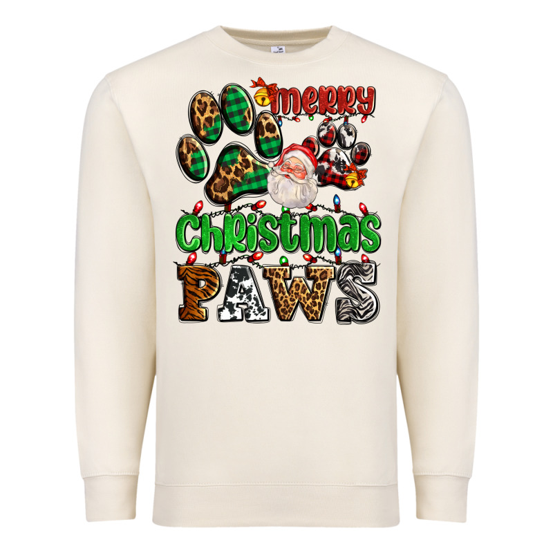 Merry Christmas Paws With Santa Premium Sweatshirt by AdoDesignShop | Teevron