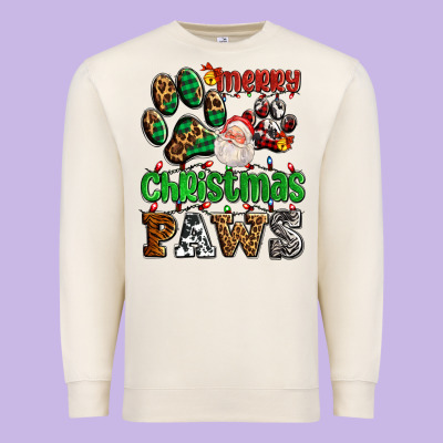 Merry Christmas Paws With Santa Premium Sweatshirt Designed By Adodesignshop