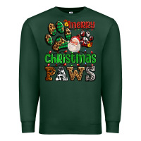 Sports Green merry christmas paws with santa Premium Sweatshirt - AdoDesignShop