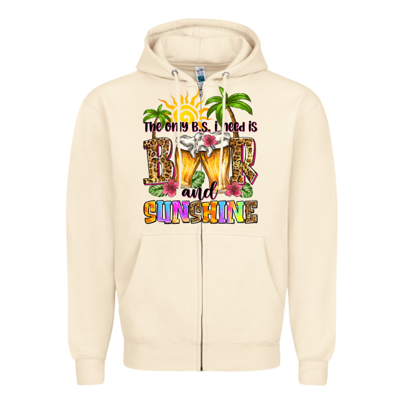 The Only B.s. I Need Is Beer And Sunshine Zipper Hoodie by Zillion Design Studio | Teevron