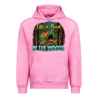 Fuchsia Pink life is good in the woods Urban Hoodie - NancyCooperArtShop