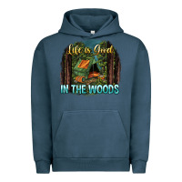 Pigment Midnight Navy life is good in the woods Urban Hoodie - NancyCooperArtShop