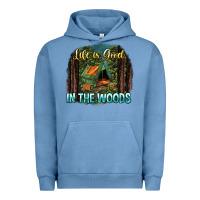 Pigment Pebble Blue life is good in the woods Urban Hoodie - NancyCooperArtShop