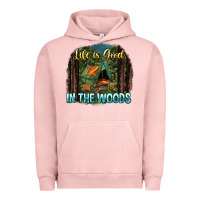 Pigment Salmon life is good in the woods Urban Hoodie - NancyCooperArtShop