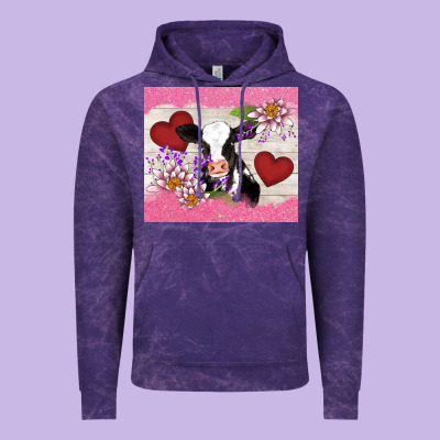 Lotus Heart Cow Valentine Vintage Hoodie Designed By Adodesignshop