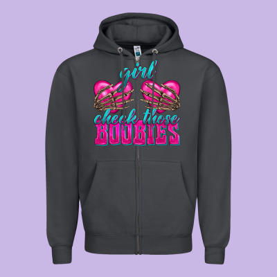 Girl Check Those Boobies Zipper Hoodie Designed By Texasbilliewilder