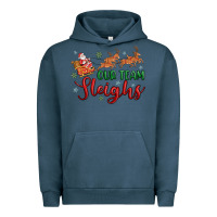 Pigment Midnight Navy our team sleigh Urban Hoodie - MaliasSmallBusiness