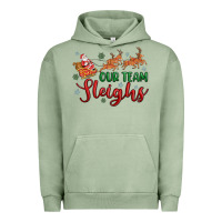 Pigment Oil Green our team sleigh Urban Hoodie - MaliasSmallBusiness