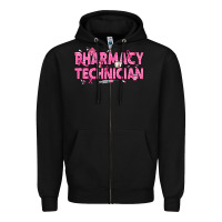 Black Breast Cancer Pharmacy Technician Zipper Hoodie - texasbilliewilder