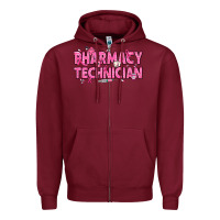 Burgundy Breast Cancer Pharmacy Technician Zipper Hoodie - texasbilliewilder