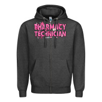 Charcoal Heather Breast Cancer Pharmacy Technician Zipper Hoodie - texasbilliewilder
