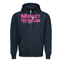 Navy Breast Cancer Pharmacy Technician Zipper Hoodie - texasbilliewilder