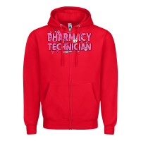 Red Breast Cancer Pharmacy Technician Zipper Hoodie - texasbilliewilder