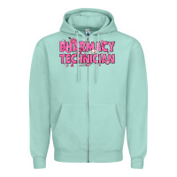 Seafoam Breast Cancer Pharmacy Technician Zipper Hoodie - texasbilliewilder