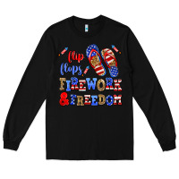 Black flip flops fireworks and freedom Long Sleeve Tee - AdoDesignShop