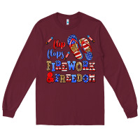 Burgundy flip flops fireworks and freedom Long Sleeve Tee - AdoDesignShop
