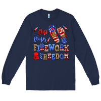 Navy flip flops fireworks and freedom Long Sleeve Tee - AdoDesignShop