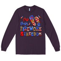 Plum flip flops fireworks and freedom Long Sleeve Tee - AdoDesignShop