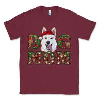 Burgundy christmas  white shepherd dog mom Classic Tee - RanaPortraitStore