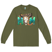 Army Green mom with bull skull Long Sleeve Tee - Zillion Design Studio