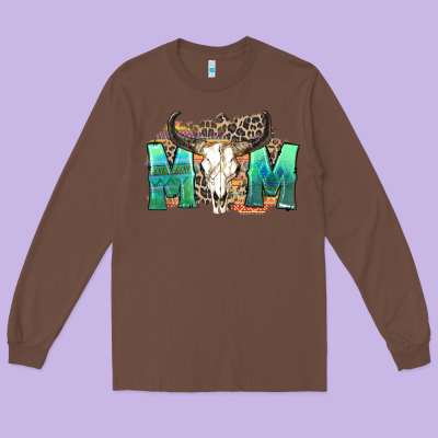 Long Sleeve Tee mom with bull skull