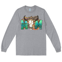 Heather Grey mom with bull skull Long Sleeve Tee - Zillion Design Studio