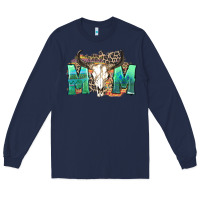 Navy mom with bull skull Long Sleeve Tee - Zillion Design Studio