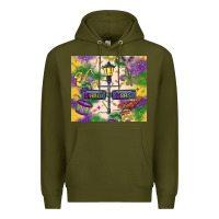 Army Green mardi gras street lights Premium Hoodie - MaliasSmallBusiness