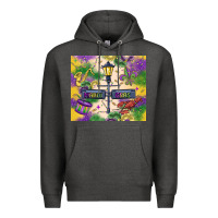 Charcoal Heather mardi gras street lights Premium Hoodie - MaliasSmallBusiness