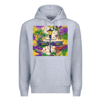 Heather Grey mardi gras street lights Premium Hoodie - MaliasSmallBusiness