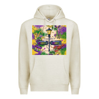 Oatmeal Heather mardi gras street lights Premium Hoodie - MaliasSmallBusiness
