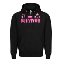 Black I Am a Survivor Breast Cancer Zipper Hoodie - texasbilliewilder