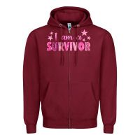 Burgundy I Am a Survivor Breast Cancer Zipper Hoodie - texasbilliewilder