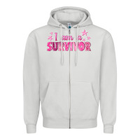 Dove Grey I Am a Survivor Breast Cancer Zipper Hoodie - texasbilliewilder