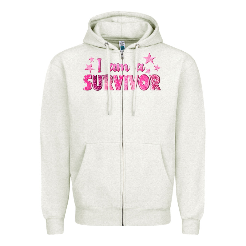 I Am A Survivor Breast Cancer Zipper Hoodie by texasbilliewilder | Teevron