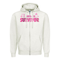 Oatmeal Heather I Am a Survivor Breast Cancer Zipper Hoodie - texasbilliewilder