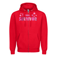 Red I Am a Survivor Breast Cancer Zipper Hoodie - texasbilliewilder
