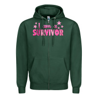 Sports Green I Am a Survivor Breast Cancer Zipper Hoodie - texasbilliewilder