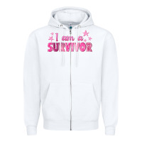 White I Am a Survivor Breast Cancer Zipper Hoodie - texasbilliewilder
