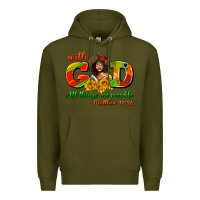 Army Green with god all things are possible juneteenth Premium Hoodie - AdoDesignShop