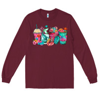 Burgundy mermaid tail coffee cups Long Sleeve Tee - Zillion Design Studio