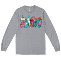 Heather Grey mermaid tail coffee cups Long Sleeve Tee - Zillion Design Studio